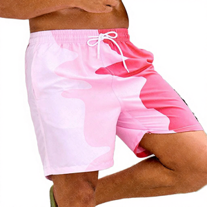 Customized Stretch Polyester Summer Solid Cargo Swim Wear Worsted Knitted Mid Waist Beach Shorts Swimming <b>Trunks</b> for <b>Men</b> - Product Image 1