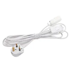 Kabel Lampu Garam 3M UK 3 Pin 13A Plug Menyatu E14 Dudukan Lampu Ac Kabel Daya