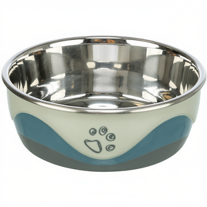 Comedero para Mascotas de Acero Inoxidable y Silicona, 0.75L, Blanco y Azul, Antideslizante - Product Image 2