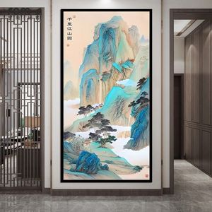 Unico nel suo genere mille fiumi Li montagne ricamo a mano dipinti <span class=keywords><strong>famosi</strong></span> fatti a mano punto croce paesaggio stampato lavoro - Product Image 5