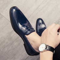 Chaussures pour hommes en PU de style italien, pointues, noires, à enfiler, pour le bureau et les mariages, tailles 38-48
