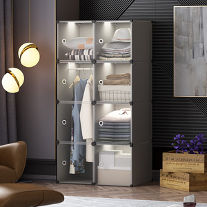 Simple Wardrobe For Home Bedroom Rental Apartment Transparent Door Fabric Closet Modern Minimalist Design Clothing Organizer - Product Image 1