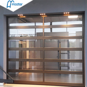 Porte de <span class=keywords><strong>garage</strong></span> en aluminium avec moteur, verre transparent trempé à vue panoramique moderne de luxe, 8x7, simple vitrage - Product Image 2