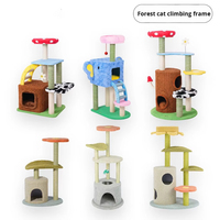 Lit d'arbre à chat multifonctionnel à 5 niveaux de style moderne et écologique Petit cadre d'escalade pour chat peu encombrant Carton en tissu peluche court