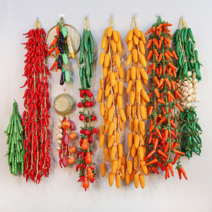 Artificial Vegetable Strings With Chili Peppers Corn Garlic For Farmhouse Restaurant Decorations Indoor Use - Product Image 2