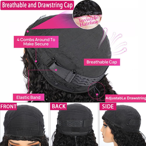 Media peluca Cabello humano virgen 200% Densidad Onda de agua Sin pegamento Desgaste Cuerda ajustable Sin costuras Flip Invisible Hairline HD Lace - Product Image 3