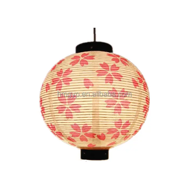 伝統的な吊り下げ装飾フラワープリント日本ラウンド提灯