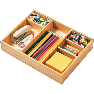 Office Organizer Wooden <b>Drawer</b> <b>Storage</b> <b>Box</b> With Compartments For Desktop Stationery And Miscellaneous Items - Product Image 1