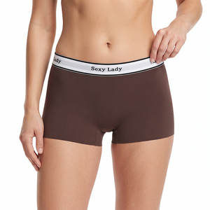 Culottes taille haute pour femmes, douces, respirantes, en nylon, avec logo lettre sur la ceinture élastique, sans couture, vente en gros - Product Image 2