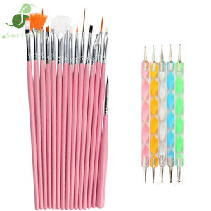 ชุดแปรงทำเล็บ SunelPort 20 ชิ้น แปรงไลเนอร์ขนไนลอนแบบจีบ แปรงอเนกประสงค์สำหรับมืออาชีพ สีชมพู ขาว ดำ - Product Image 1