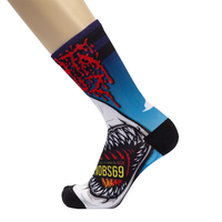 Chaussettes pour hommes en polyester tricoté, style hip-hop, à motif requin imprimé en 3D par sublimation, à coupe tubulaire, décontractées de printemps, vente en gros, lot de 10 paires
