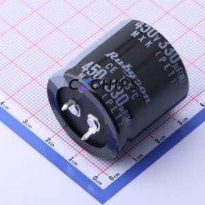 ตัวเก็บประจุแบบอิเล็กโทรไลต์อะลูมิเนียมแบบ Snap-in รุ่น 450MXK330MEFCSN30X30 ชนิด Through hole (THT) ขนาด D30xL30 มม. 330uF 20% 450V ขา 10 มม. - Product Image 1