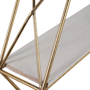 Mensola esagonale moderna da parete con struttura in legno e metallo per soggiorno, organizer da appendere contemporaneo per l'arredamento della casa - Product Image 5