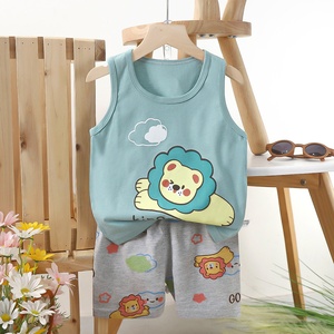 Ensemble Gilet en Coton pour Enfants Filles et Garçons, <span class=keywords><strong>Tenue</strong></span> d'Été Style Coréen 2025, Ensemble Deux Pièces à Motif Lettres Dessin Animé, Tissu Doux - Product Image 6