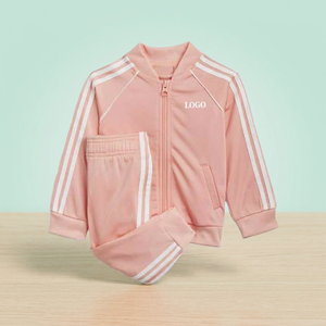 Conjunto Deportivo Rosa para Bebés Niñas, Manga Larga, Cierre Frontal, Estilo Deportivo, Transpirable, Poliéster de Peso Medio, Primavera - Product Image 3