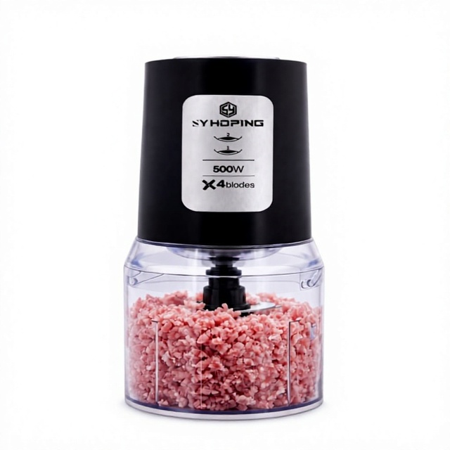 500W Electric Food Chopper Mini Food Processor 4 Blades Stainless Steel Bowl Household French Shredding BPA Free for Vegetables