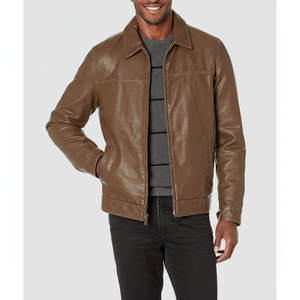 Veste en similicuir de style classique pour hommes de qualité supérieure vêtements d'extérieur décontractés avec traitement tricoté respirant grande taille pour l'hiver - Product Image 1