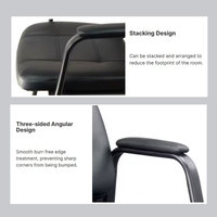 Chaise de bureau avec accoudoirs, chaise de conférence en cuir noir pour visiteurs avec pieds