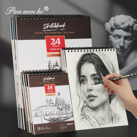 Bloc de Papel de Dibujo para Principiantes, 160 g/m², Libre de Ácido, Espiral Superior, 24 Hojas, para Dibujar y Pintar