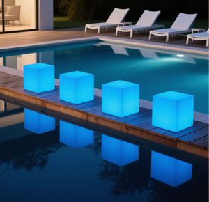 PE dayanıklı restoran konferans <span class=keywords><strong>Bar</strong></span> masası işareti LED küp 15cm özel logo açık LED çubuk sandalye - Product Image 2