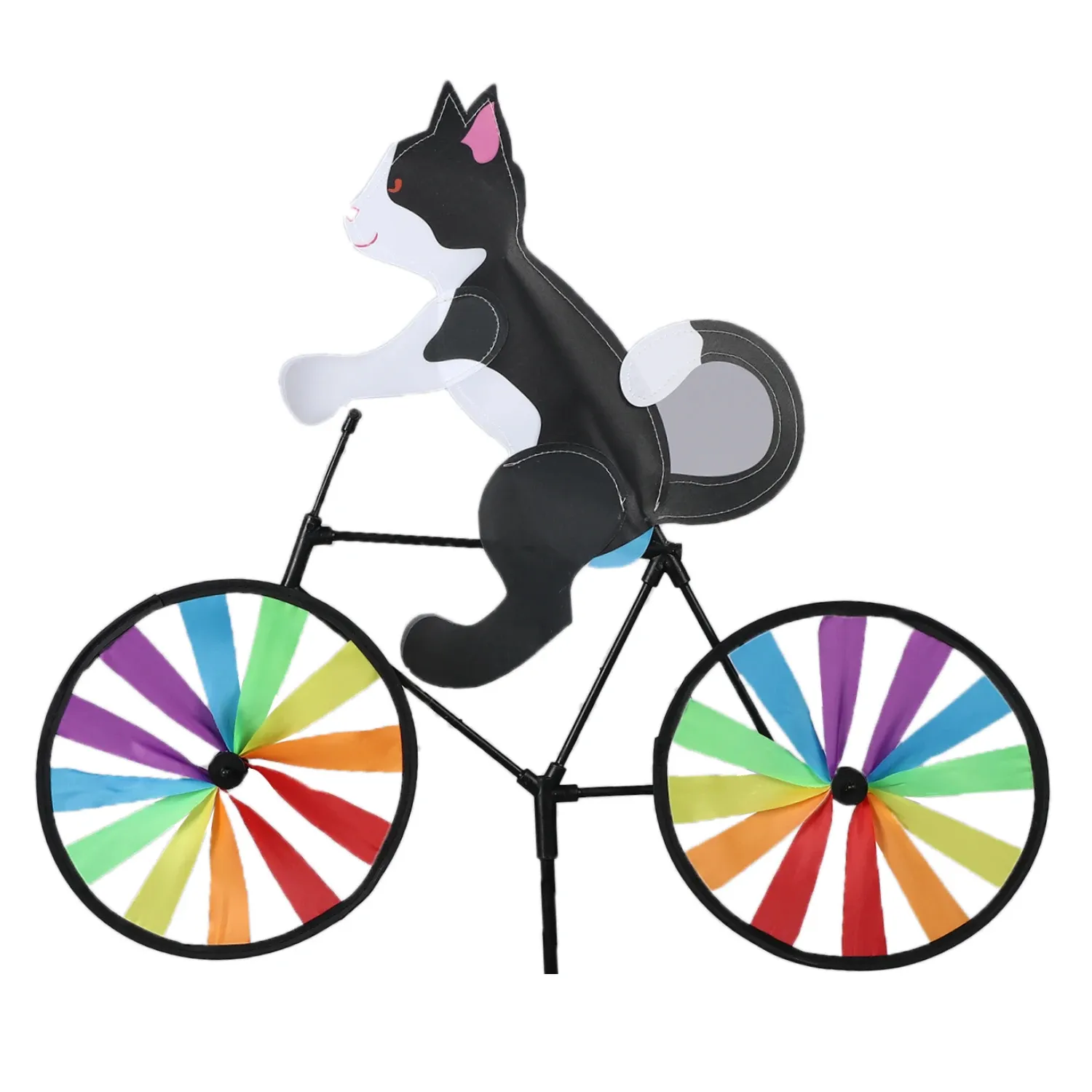레인보우 스피너 풍차 고양이 개 호랑이 자전거에 DIY 자전거 바람 스피너 whirligig 정원 잔디 장식 가제트 어린이 장난감