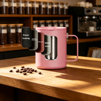 Gobelet à café personnalisé écologique avec logo, en acier inoxydable, 12 oz, isolé sous vide, pour cadeaux de bureau, tasse réutilisable de 14 oz