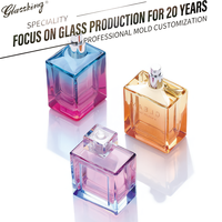 Flacons de parfum carrés en verre dégradé personnalisés en usine, 50-400 ml, avec logo personnalisé, contenants de parfum vides fabriqués en Chine