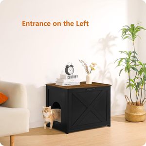 Indoor concealed <b>cat</b> <b>litter</b> box, semi-enclosed <b>cat</b> <b>litter</b> bowl, large size, solid wood, sand-filtering, <b>cat</b>-proof cabinet. - Product Image 4
