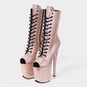 Superieure professionele op maat gemaakte plateauhakken paaldans grip <span class=keywords><strong>aerial</strong></span> dansschoenen zomer stalen neus rits sluiting polkadot dun - Product Image 4