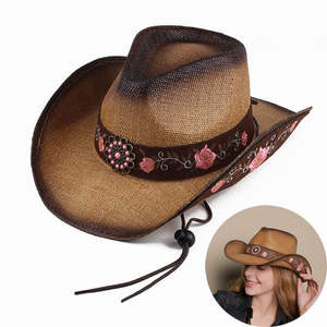 Nouveaux chapeaux de cowboy pour femmes et hommes, chapeau de cowboy occidental en cuir PU, sombrero homme, casquettes <span class=keywords><strong>jazz</strong></span> - Product Image 6