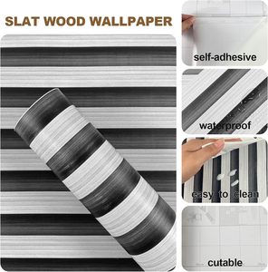 ORON DECO Stickers muraux rayés épais <span class=keywords><strong>de</strong></span> luxe en PVC, autocollants imperméables 3D, papier peint mural effet <span class=keywords><strong>bois</strong></span> à peler et coller pour salle <span class=keywords><strong>de</strong></span> bain - Product Image 6