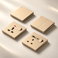Sakelar dan Stopkontak Dinding UK 20W USB Type C Pengisian Cepat, Stopkontak Listrik Ganda 3-Pin Panel PC 1/2/3/4 Gang 1/2 Jalur untuk Rumah