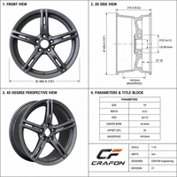 Jantes en alliage d'aluminium forgé de style CF TE37, haute performance, 18-20 pouces, 5x100/5x112 PCD pour A90 GR86 BRZ ZN8