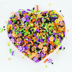 100G Halloween Peppermint Candy Pumpkin Star Mix Polymer Clay Sprinkles Slices For Slime Filler DIY Clay Crafts Nail Art