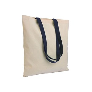 Sac de courses en coton moyen 30-50 cm avec poignée d'épaule bleu - Product Image 1