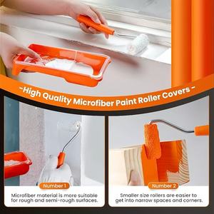 Ensemble de 8 rouleaux à <span class=keywords><strong>peinture</strong></span> en mousse miniatures de 2 pouces, fabrication industrielle, en <span class=keywords><strong>acier</strong></span> inoxydable, avec poignée et <span class=keywords><strong>bac</strong></span>, <span class=keywords><strong>pour</strong></span> murs, bois et sols - Product Image 5