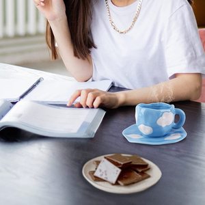 ชุดแก้วกาแฟเซรามิกดีไซน์หรูหราทันสมัย พร้อมจานรอง น่ารัก สร้างสรรค์ ดีไซน์ไม่ซ้ำใคร แก้วชาพอร์ซเลนสุดหรู - Product Image 3