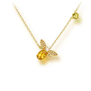 Động Vật Dễ Thương Quảng Châu Bán Buôn Bee Citrine Peridot Đá Vòng Cổ Tùy Chỉnh