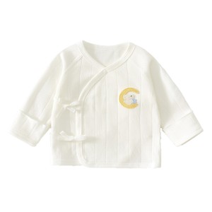 Blouse bébé à dos ouvert en pur coton 0-3 mois style moine, vêtements nouveau-né printemps automne, haut tricoté unisexe - Product Image 5