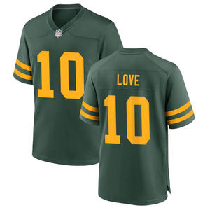 Vente en gros Maillot <span class=keywords><strong>Green</strong></span> Bay Packers 10 Love 8 Jacobs 4 Favre 33Jones Maillots de football américain brodés Sport Grande taille - Product Image 2