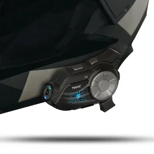 TWVC X3 1500mAh IPX6 casco Bluetooth auriculares con Cámara 2K HD motocicleta auriculares intercomunicador motocicleta
