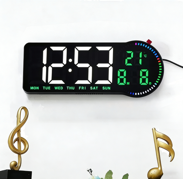 Electric Smart Home Digital Led Wall Alarm Clock Calendar Temperature Date Desk Watch Clock Night Light for Living Room Office