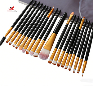 Juego de 20 Brochas de Maquillaje de Lujo para Rostro, Brocha Angular para Colorete, Brocha para Afeitar, Pelo Sintético Suave y Esponjoso, Mango de Madera, Agradable para la Piel - Product Image 2