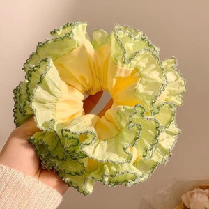 ยางรัดผมสีเหลืองดีไซน์สวยงาม แบบยืดหยุ่น สำหรับผู้หญิงและเด็กผู้หญิง แบบสองชั้นขนาดใหญ่ - Product Image 1