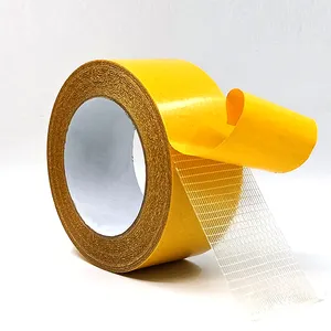 Synthetic Rubber 230MIC High Adhesive Double Sided Carpet cross Weave Fiberglass Mesh Tape