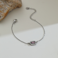 Bracelet élégant en acier inoxydable avec zircon rectangulaire coloré, conforme à la norme REACH, plaqué or et argent, bracelet à breloques tendance pour femmes