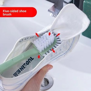 Juego de cepillos para zapatos de doble cara, cerdas suaves y coloridas, mango ergonómico, herramienta de limpieza multifuncional para zapatos, lavandería, inodoro y hogar - Product Image 6