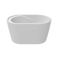 Baignoire ovale autoportante compacte en acrylique blanc brillant de 1,2 m avec siège intégré, moderne, profonde, avec cascade, garantie 3 ans