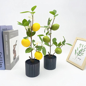 Arbre artificiel citronnier Paulon en pot, 35 cm de haut, avec fleurs, pour la décoration intérieure et les accessoires de photographie - Product Image 1