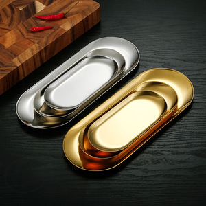 Nordic Stainless Steel Oval Serving <b>Tray</b> For Desserts Cakes <b>Snacks</b> Jewelry Storage 201 Material Solid Color - Product Image 2